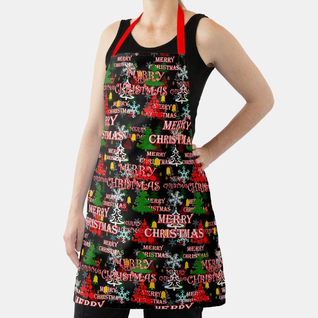 Decorative Merry Christmas Text Pattern Design  Apron (Creator Uploaded)
