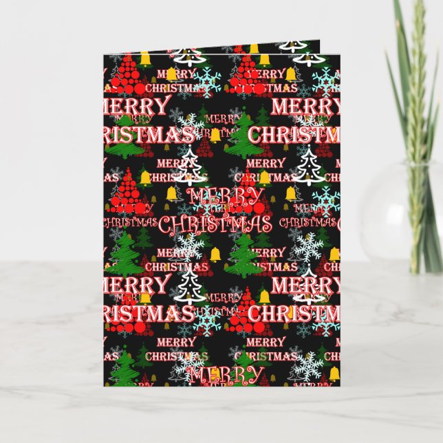 Decorative Merry Christmas Text Pattern Design  Card (Front)