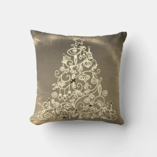 Decorative Merry Christmas Trees Stars Throw Pillow
