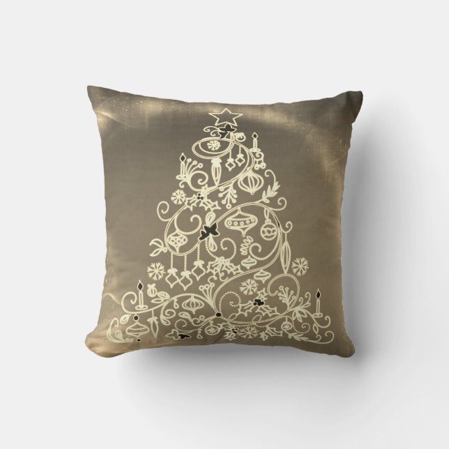 Decorative Merry Christmas Trees Stars Throw Pillow (Front)