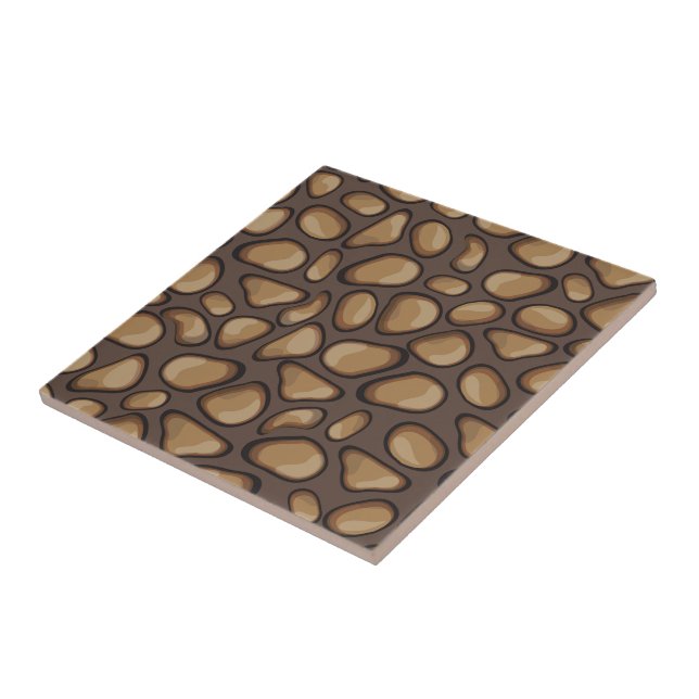 Decorative modern fun hand drawn stones Brown Tile (Side)