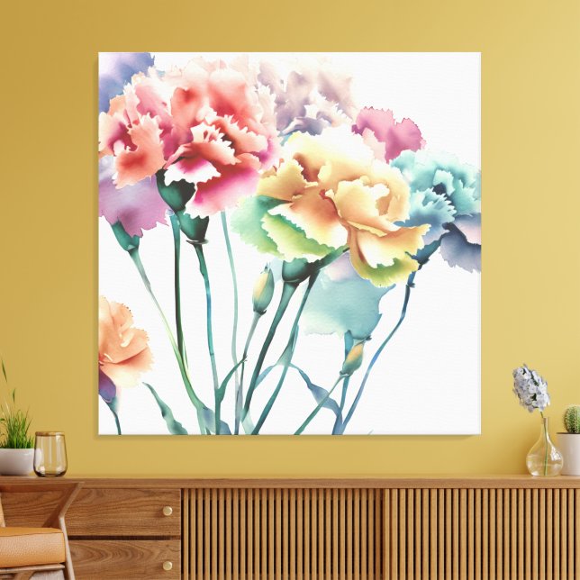 Decorative Modern Stylish Carnation Canvas Print (Insitu(LivingRoom))