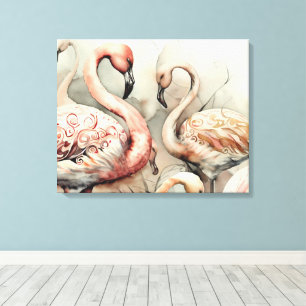 Decorative Modern Stylish Flamingos Canvas Print