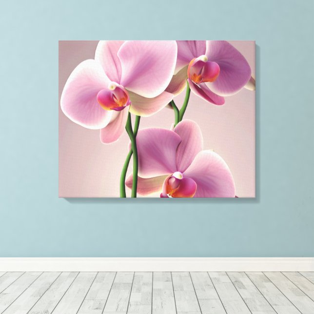 Decorative Modern Stylish Orchids Canvas Print (Insitu(Wood Floor))