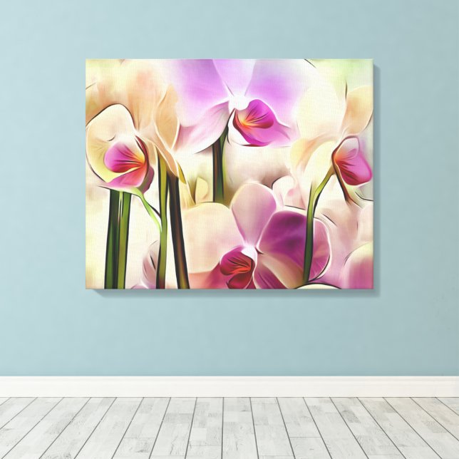 Decorative Modern Stylish Orchids Canvas Print (Insitu(Wood Floor))