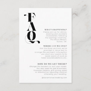 Decorative Modern Wedding Details FAQ ID887  Enclosure Card