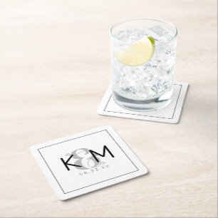 Decorative Modern Wedding ID887 Square Paper Coaster