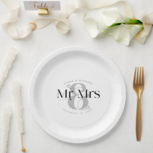 Decorative Modern Wedding Mr Mrs ID887 Paper Plate