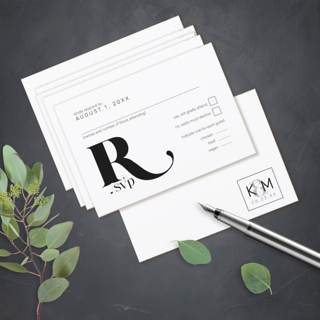 Decorative Modern Wedding RSVP ID887 Card (Creator Uploaded)