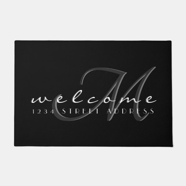 Decorative Monogram & Address | Welcome Doormat (Front)