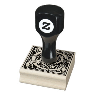 Decorative Monogram Letter C Rubber Stamp