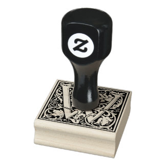 Decorative Monogram Letter W Rubber Stamp