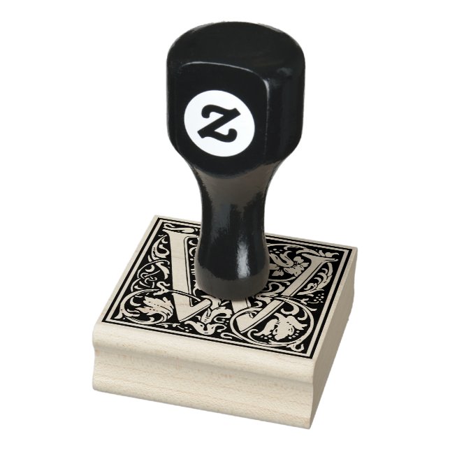 Decorative Monogram Letter W Rubber Stamp (Stamp)