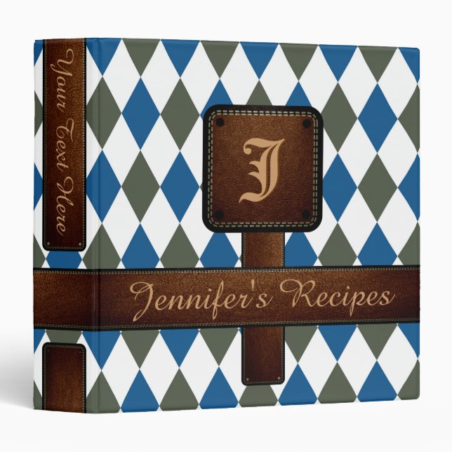 Decorative Mosaic Diamond Pattern #3 Binder (Front/Spine)