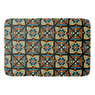 Decorative mosaic squares bath mat