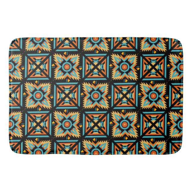 Decorative mosaic squares bath mat (Front)