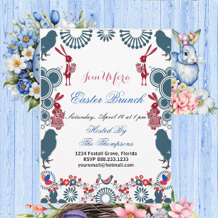 Decorative Motif Easter Brunch Chick Birds Bunny Invitation