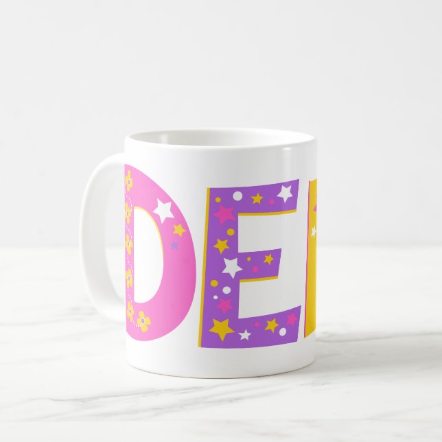 Decorative name Demi flowers and star yellow pink Coffee Mug (Front Left)