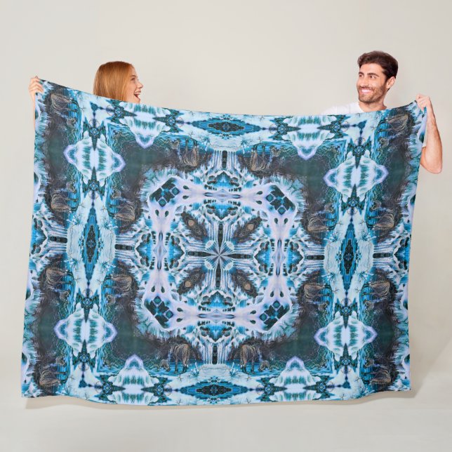 Decorative Native Winter Wolf Spirit Shaman Wheel Fleece Blanket (In Situ)