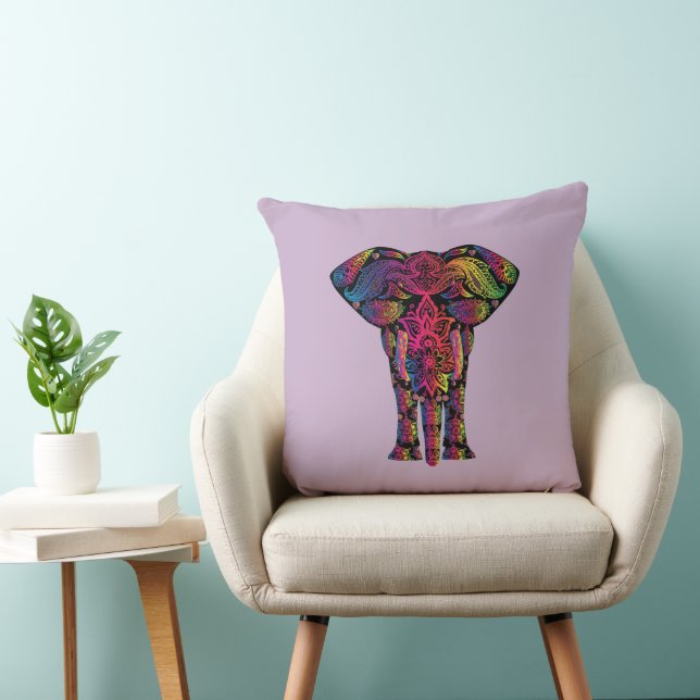 decorative neon ink elephant throw pillow (Chair)