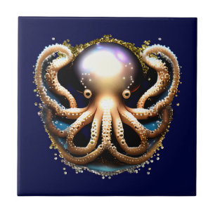Decorative octopus under the sea creature glam tile