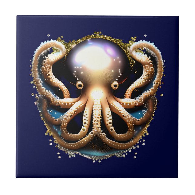 Decorative octopus under the sea creature glam tile (Front)