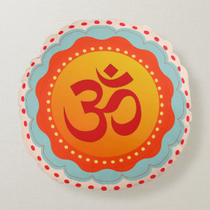 Decorative Om  Round Pillow