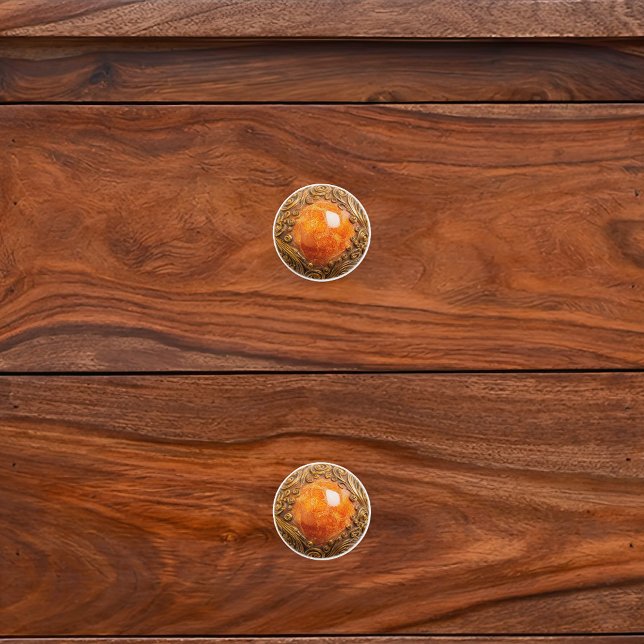 Decorative Orange Brown Gold Scrollwork Orb Ceramic Knob (Creator Uploaded)