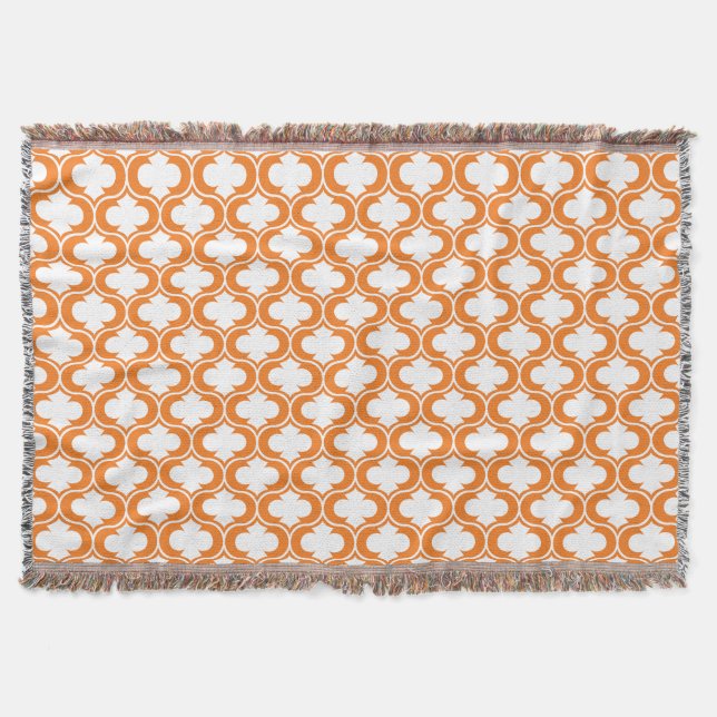 Decorative Orange Lattice Pattern Throw Blanket (Front)