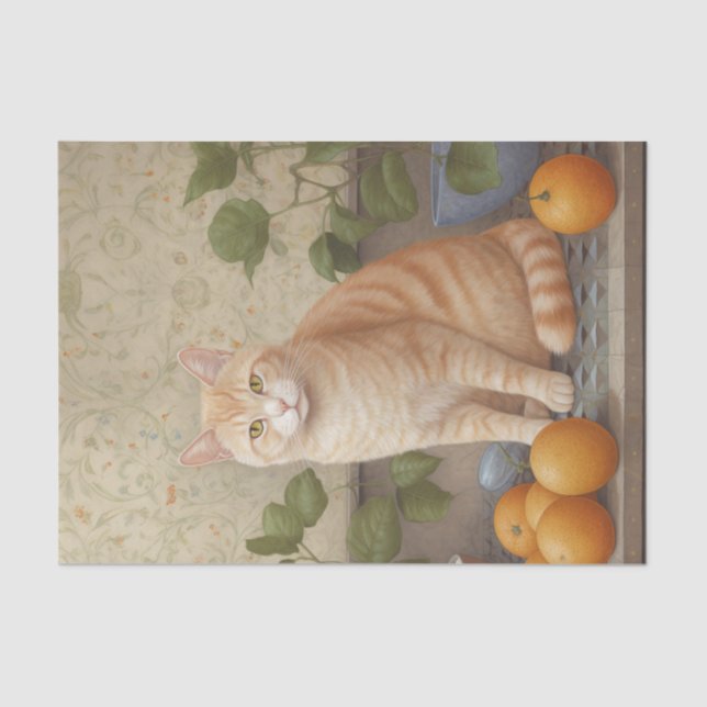 Decorative Orange Tabby Cat Tissue Paper (Front)