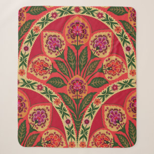Decorative ornamental oriental style seamless flor sherpa blanket