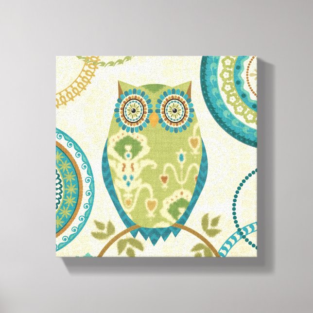 Decorative Owl with Circular Designs Canvas Print (Front)