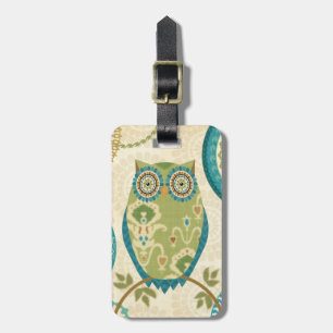 Decorative Owl with Circular Designs Luggage Tag
