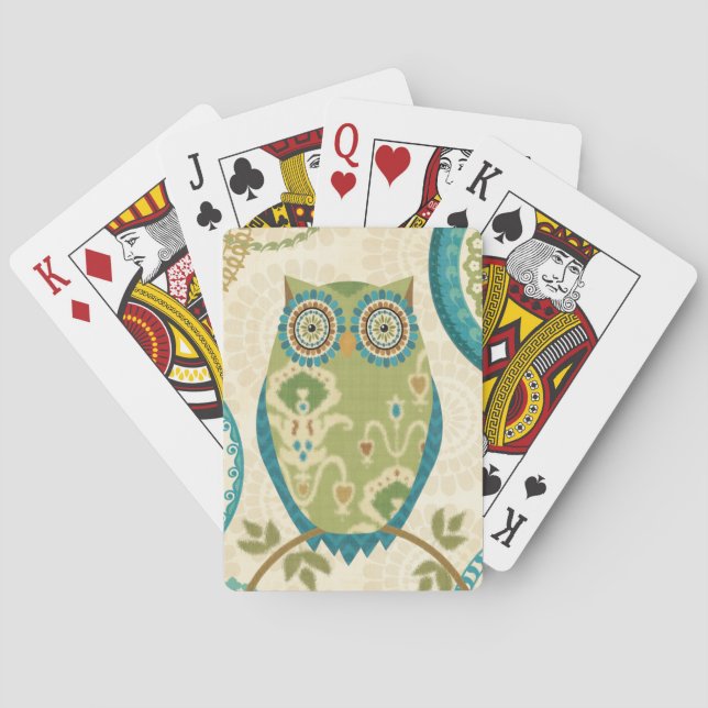 Decorative Owl with Circular Designs Playing Cards (Back)
