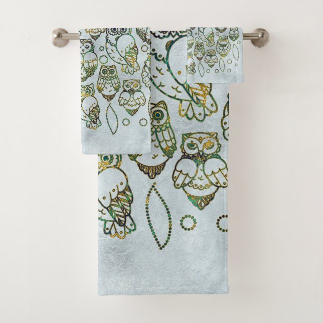 Decorative Owls Bath Towel Set (Insitu)