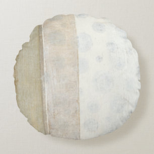 Decorative Panel Painting in Neutral Colours Round Pillow