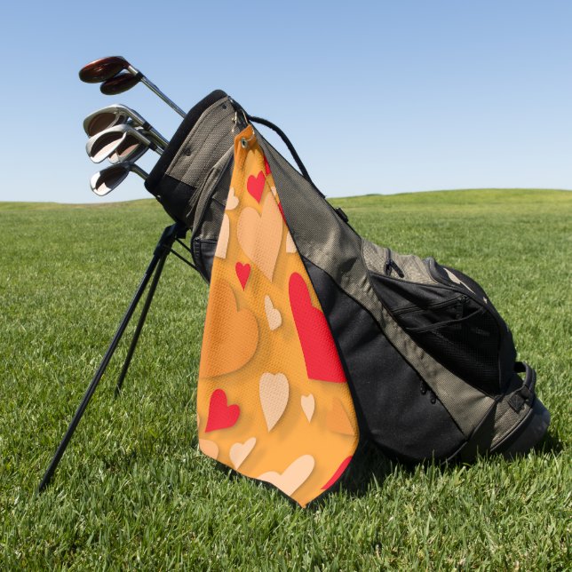 Decorative paper heart 7 golf towel (Green)