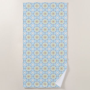 Decorative pastel blue geometric patterned  beach towel