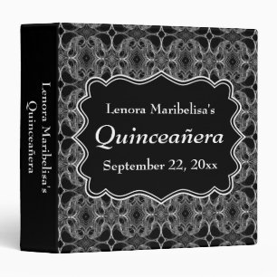 Decorative Pattern Black and White Quinceanera Binder