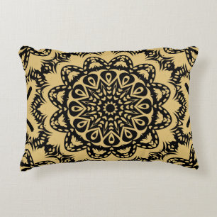 Decorative pattern in oriental style. Colour in bo Accent Pillow