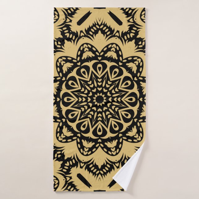 Decorative pattern in oriental style. Colour in bo Bath Towel (Bath Towel)