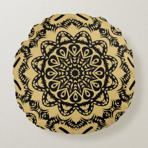 Decorative pattern in oriental style. Colour in bo Round Pillow
