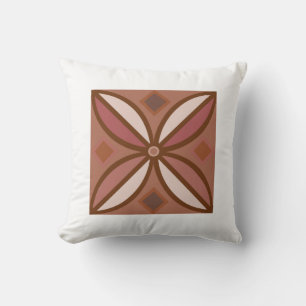 Decorative pattern in rusty pinks and terracottas throw pillow