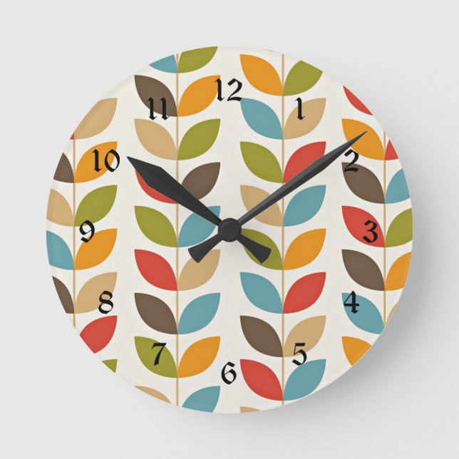 Decorative pattern in vibrant colors round clock (Front)