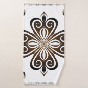 Decorative pattern of brown baroque motif with Flo Bath Towel