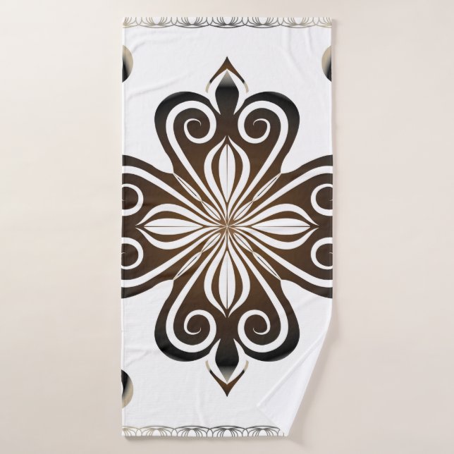 Decorative pattern of brown baroque motif with Flo Bath Towel (Bath Towel)