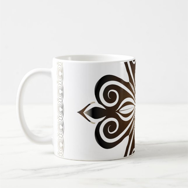 Decorative pattern of brown baroque motif with Flo Coffee Mug (Left)