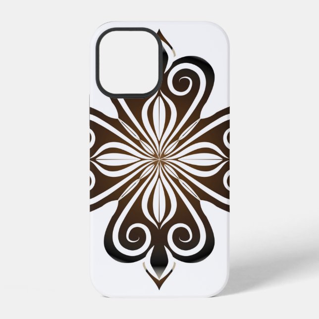 Decorative pattern of brown baroque motif with Flo iPhone Case (Back)