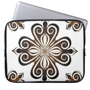 Decorative pattern of brown baroque motif with Flo Laptop Sleeve