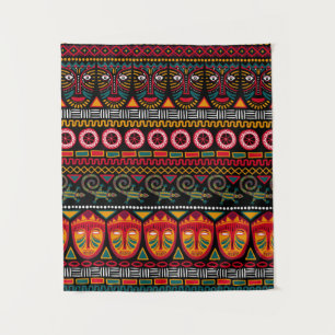 Decorative pattern on a black background in Africa Tapestry